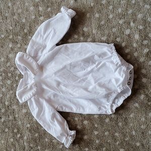 The Beaufort Bonnet Company - White Collared Onsie w/ Long Sleeves | 0-6M